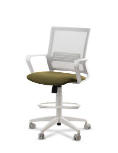 Silla de Trabajo LINK White Cajera Neumática con Asiento Tela Colores 2