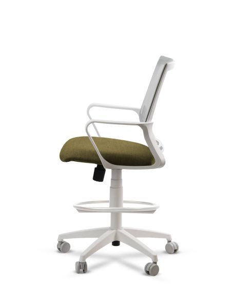 Silla de Trabajo LINK White Cajera Neumática con Asiento Tela Colores
