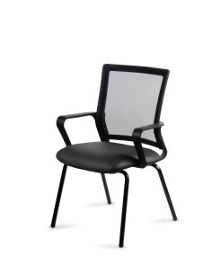 Silla Link Visitor Negra - Silla Fija Red Mesh 4 Patas - Silla Rolic - Quamo