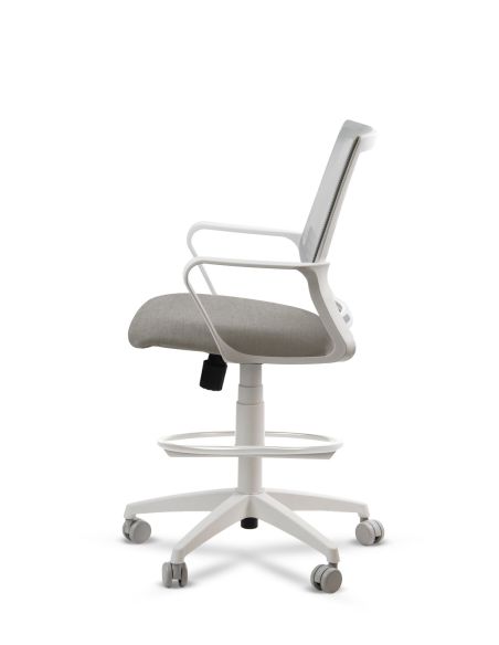 Silla de Trabajo LINK White Cajera Neumática con Asiento Tela