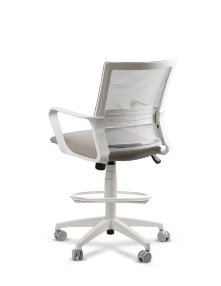 Silla de Trabajo LINK White Cajera Neumática con Asiento Tela
