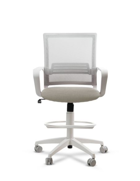 Silla de Trabajo LINK White Cajera Neumática con Asiento Tela