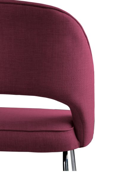 Silla Tapizada Saarinen con patas cromadas - Color Ciruela