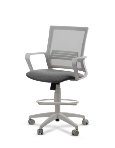 Silla de Trabajo LINK Grey Cajera Neumática con Asiento Tela