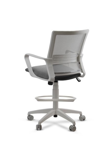 Silla de Trabajo LINK Grey Cajera Neumática con Asiento Tela