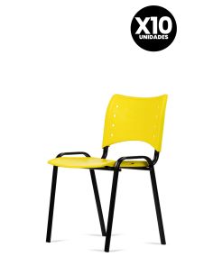 Silla Amarilla Fija Kudo x10 Súper Resistentes - Garantía - Apilables
