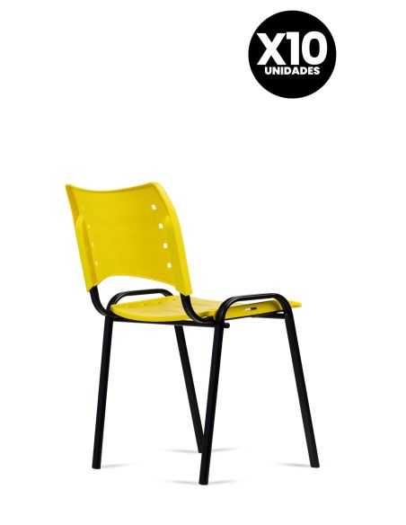 Silla Amarilla Fija Kudo x10 Súper Resistentes - Garantía - Apilables Silla Amarilla Fija Kudo x10 Súper Resistentes - Garantía - Apilables