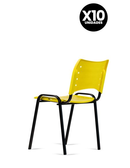 Silla Amarilla Fija Kudo x10 Súper Resistentes - Garantía - Apilables Silla Amarilla Fija Kudo x10 Súper Resistentes - Garantía - Apilables