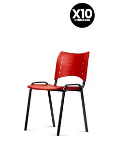 Silla Roja Fija Kudo x10 Súper Resistentes - Garantía - Apilables