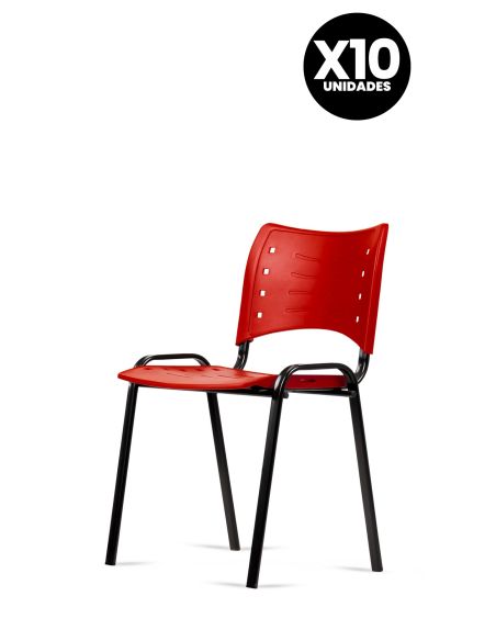 Silla Roja Fija Kudo x10 Súper Resistentes - Garantía - Apilables
