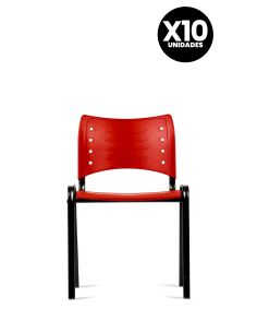 Silla Roja Fija Kudo x10 Súper Resistentes - Garantía - Apilables 2