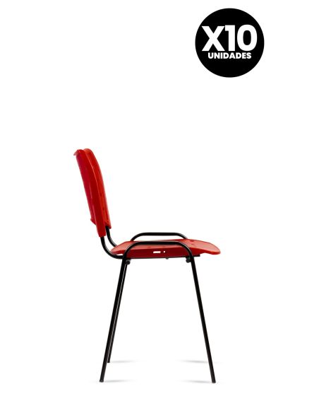 Silla Roja Fija Kudo x10 Súper Resistentes - Garantía - Apilables