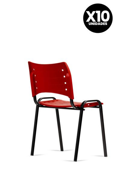Silla Roja Fija Kudo x10 Súper Resistentes - Garantía - Apilables