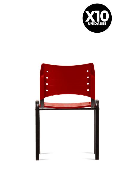 Silla Roja Fija Kudo x10 Súper Resistentes - Garantía - Apilables