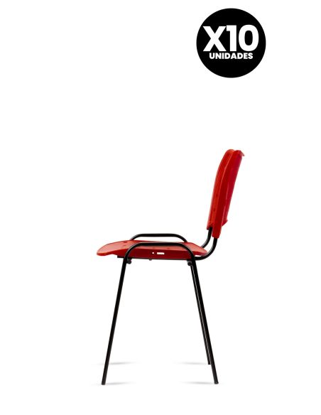Silla Roja Fija Kudo x10 Súper Resistentes - Garantía - Apilables