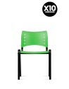 Silla Verde Fija Kudo x10 Súper Resistentes - Garantía - Apilables