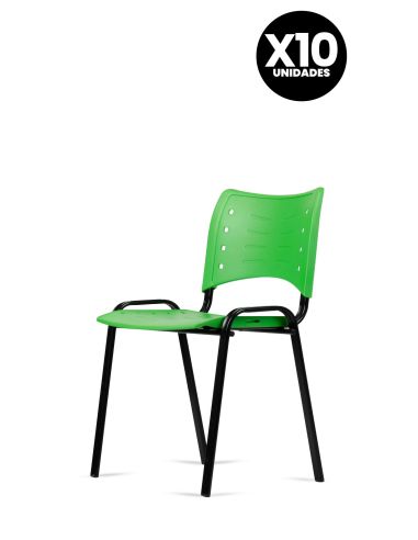 Silla Verde Fija Kudo x10 Súper Resistentes - Garantía - Apilables