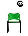 Silla Verde Fija Kudo x10 Súper Resistentes - Garantía - Apilables