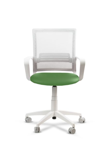 Silla Verde Fosco de Trabajo LINK White Neumática con Asiento Tela