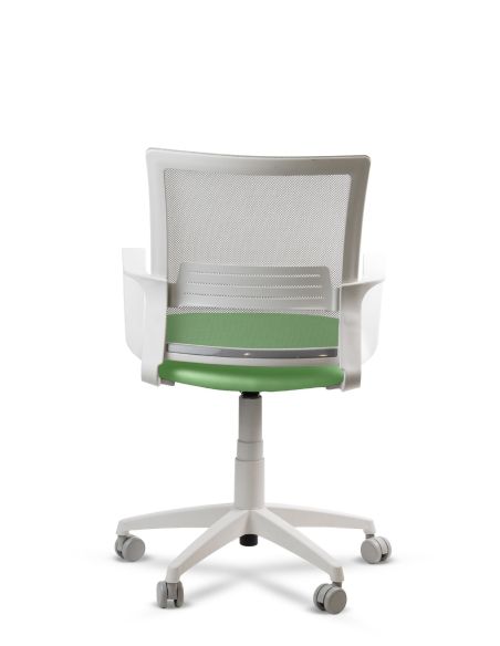 Silla Verde Fosco de Trabajo LINK White Neumática con Asiento Tela