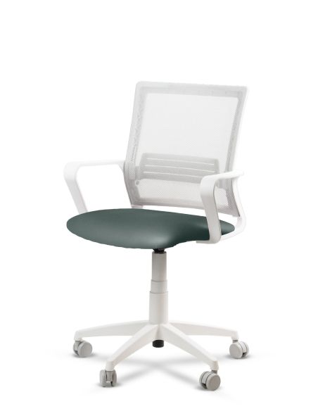 Silla Verde de Trabajo LINK White Neumática con Asiento Tela