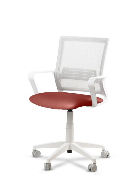 Silla Roja de Trabajo LINK White Neumática con Asiento Tela