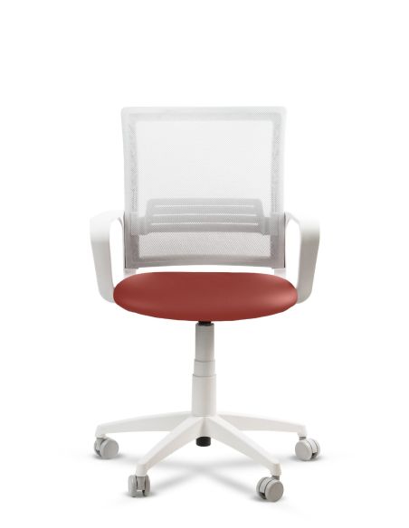 Silla Roja de Trabajo LINK White Neumática con Asiento Tela