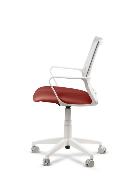 Silla Roja de Trabajo LINK White Neumática con Asiento Tela