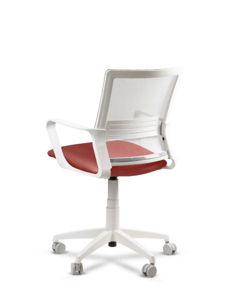 Silla Roja de Trabajo LINK White Neumática con Asiento Tela