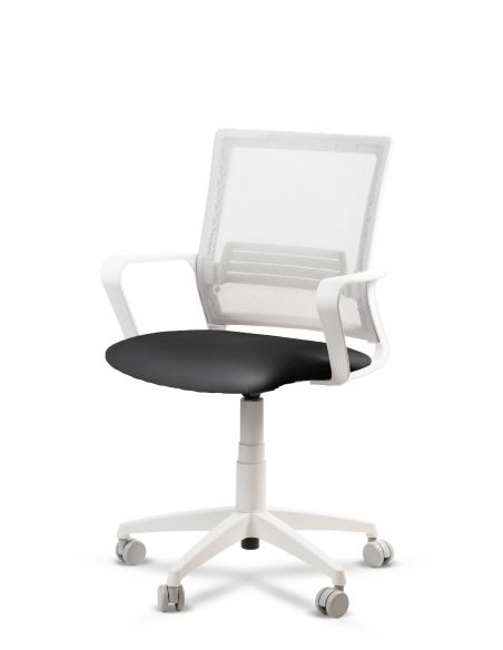 Silla de Trabajo LINK White Neumática con Asiento Tela