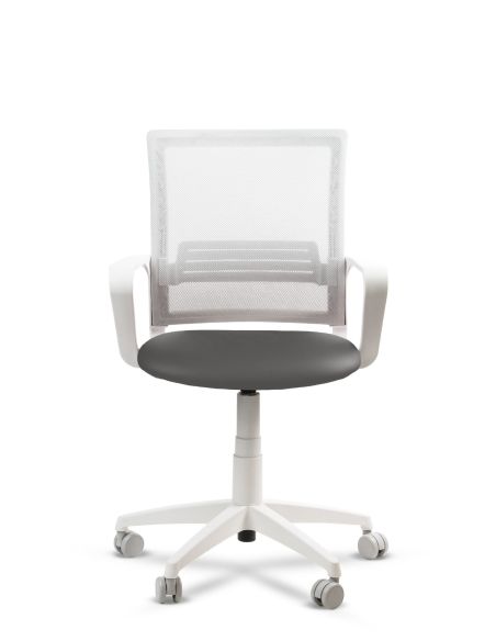 Silla Gris de Trabajo LINK White Neumática con Asiento Tela