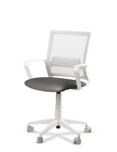 Silla Gris de Trabajo LINK White Neumática con Asiento Tela