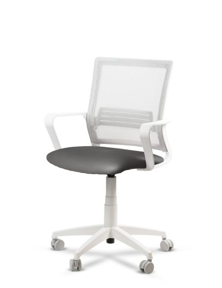 Silla Gris de Trabajo LINK White Neumática con Asiento Tela