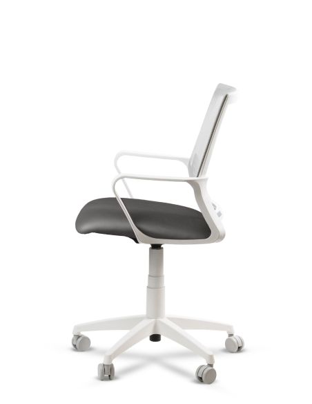 Silla Gris de Trabajo LINK White Neumática con Asiento Tela
