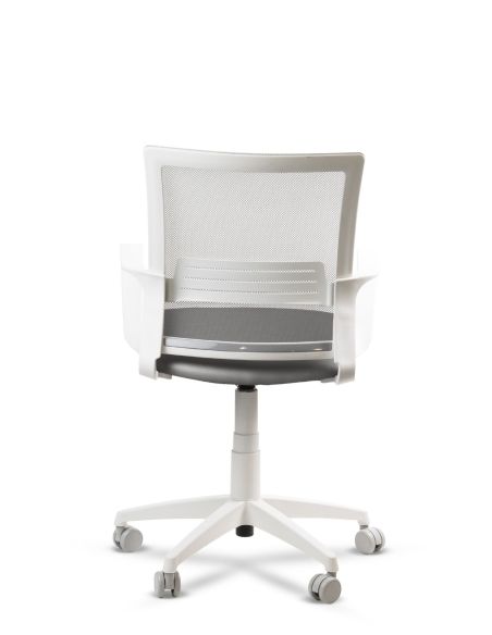 Silla Gris de Trabajo LINK White Neumática con Asiento Tela