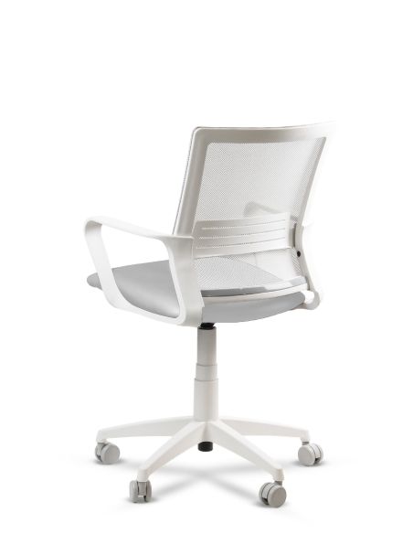 Silla Blanca de Trabajo LINK White Neumática con Asiento Tela