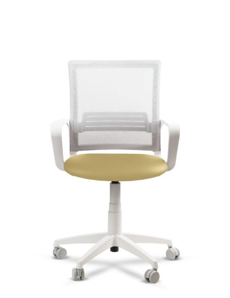 Silla Beige de Trabajo LINK White Neumática con Asiento Tela