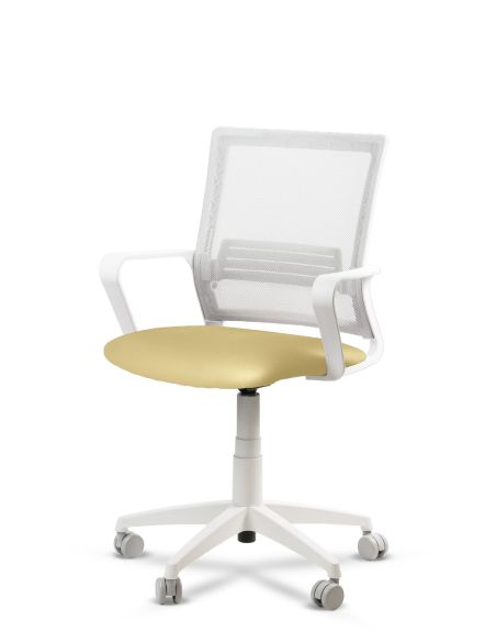 Silla Beige de Trabajo LINK White Neumática con Asiento Tela