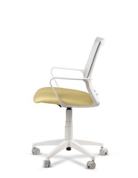 Silla Beige de Trabajo LINK White Neumática con Asiento Tela