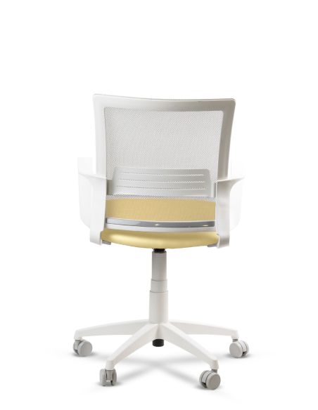 Silla Beige de Trabajo LINK White Neumática con Asiento Tela