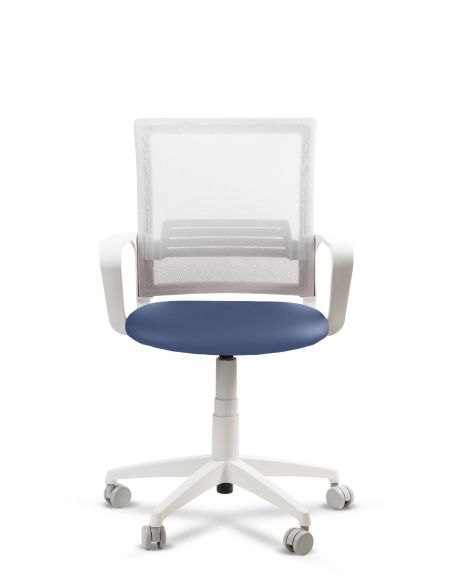 Silla Azul de Trabajo LINK White Neumática con Asiento Tela