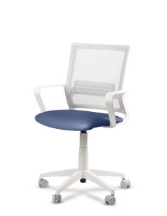 Silla Azul de Trabajo LINK White Neumática con Asiento Tela
