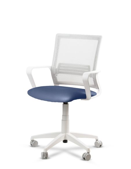 Silla Azul de Trabajo LINK White Neumática con Asiento Tela