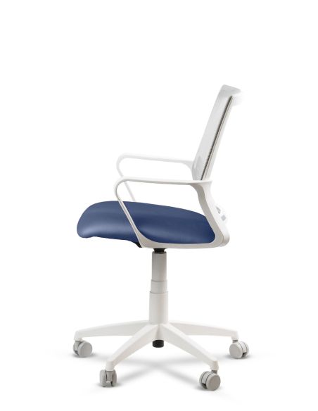 Silla Azul de Trabajo LINK White Neumática con Asiento Tela