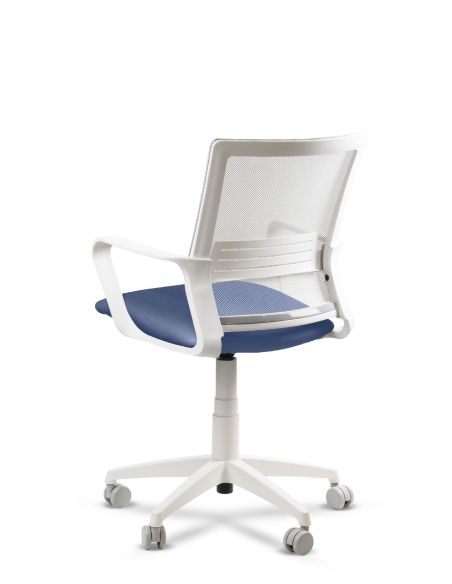 Silla Azul de Trabajo LINK White Neumática con Asiento Tela