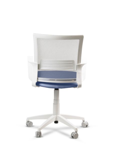 Silla Azul de Trabajo LINK White Neumática con Asiento Tela