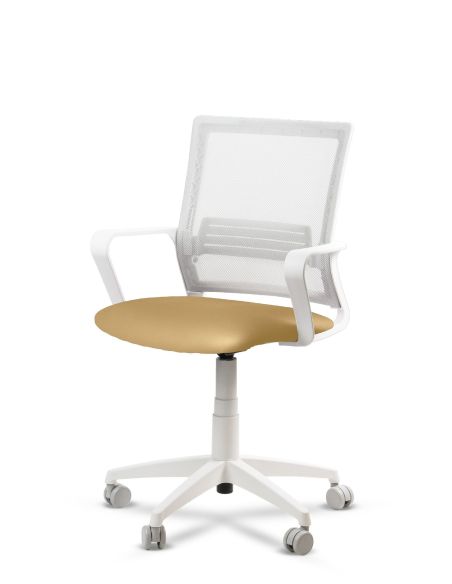 Silla Amarilla de Trabajo LINK White Neumática con Asiento Tela