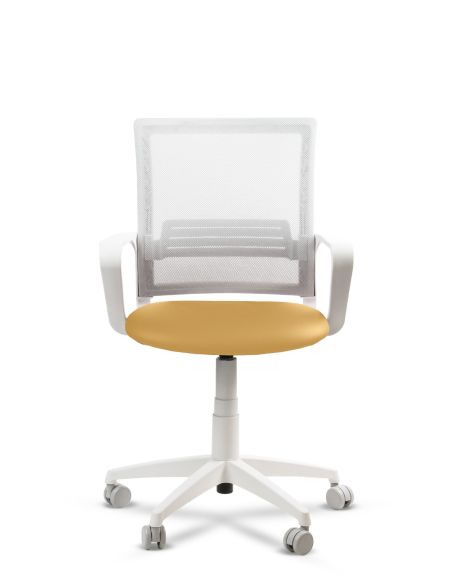Silla Amarilla de Trabajo LINK White Neumática con Asiento Tela
