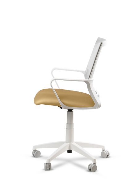 Silla Amarilla de Trabajo LINK White Neumática con Asiento Tela