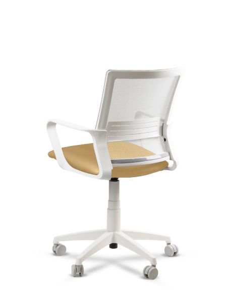 Silla Amarilla de Trabajo LINK White Neumática con Asiento Tela